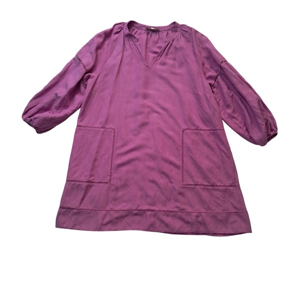LOFT Dresses & Skirts - LOFT Dress Women's XL Mini Cutout Linen‎ Blend Pocket Purple Relaxed Fit